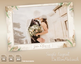 Wedding Photo Booth Template, Wedding Photo Booth Template (single), (4x6/10x15), Personalized - "Bohoo Spring Wedding" (PNG, PSD, DSLR Booth)