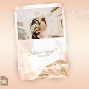 Wedding Photo Booth Template (single), (4x6/10x15), personalized - &quot;Bohoo Floral Wedding&quot;, (PNG, PSD)
