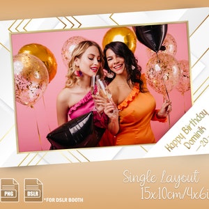 Modèle de boîte photo de fête, modèle de cabine photo de fête (simple), (4x6/10x15), personnalisé - « Fête élégante », (PNG, PSD, DSLR Booth)