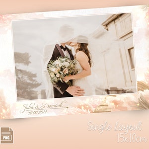 Wedding Photo Booth Template (single), (4x6/10x15), personalized - &quot;Bohoo Floral Wedding&quot;, (PNG, PSD)