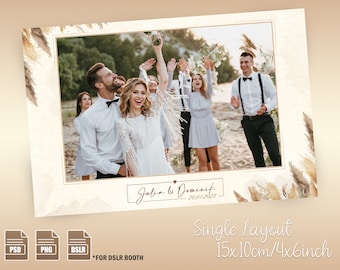 Wedding Photo Booth Template (single), (4x6/10x15) personalized - "Vintage Bohoo Wedding" (PNG, PSD, DSLR-Booth)