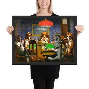 Dogs Playing Poker Framed Print, Wall Art, Classic Art, Home Decor