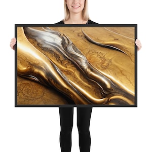 Abstract Liquid Gold 2 Framed Print, Original Art Piece, Wall Art, Wall Decor, Abstract Art, Fine Art