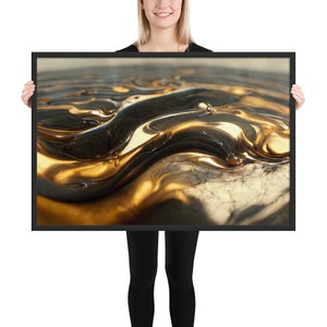 Abstract Liquid Gold Framed Print, Original Art Piece, Wall Decor, Abstract Decor, Home Decor, Fine Art, Wall Art