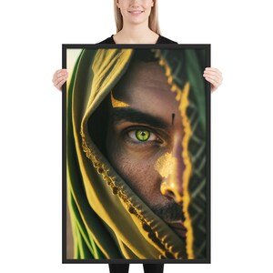 Veiled Man Framed Print, Original Art Piece, Portrait, Wall Art, Home Decor