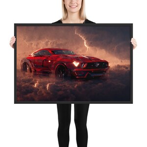American Storm Chasing 1 Framed Print, Original Print, Mustang Art, Car Decor, Wall Art, Home Decor