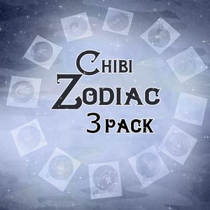 Chibi Zodiac 3 stickerpakket voor dagboek, astrologiestickerpakket, horoscoopbundel voor laptop, anime-stickersetpakketten voor plakboektelefoon