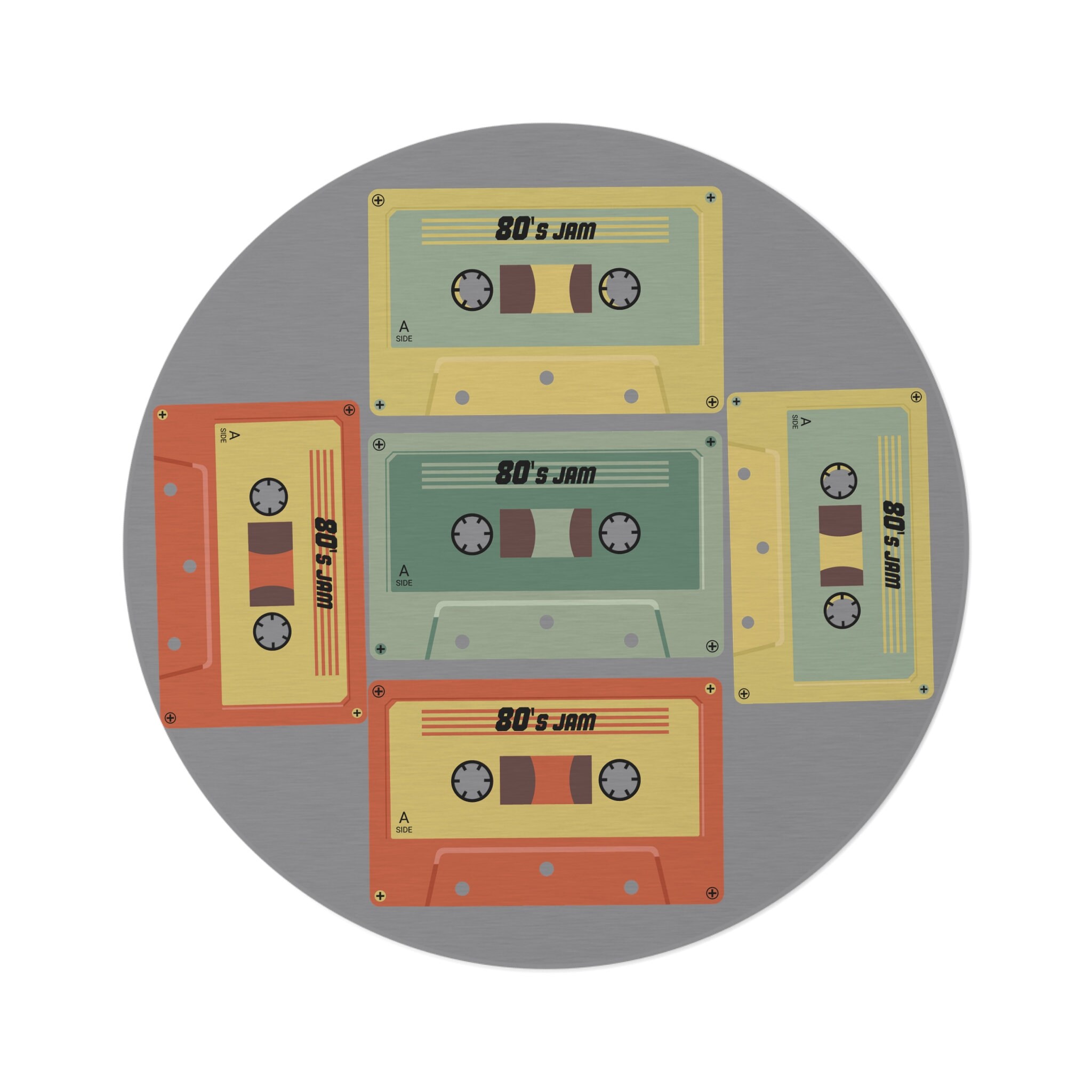 80's Cassette Retro Circle Rug Retro Home Decor Etsy