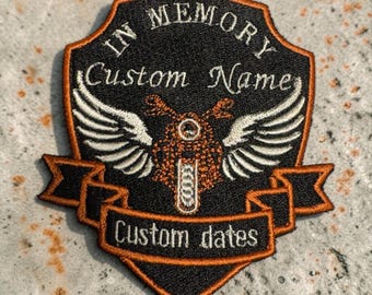 In memory patch motorcycle custom names and dates- personalizable