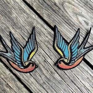 Swallow  iron on embroidered patch set for jackets, vest, shirts, bags gifts