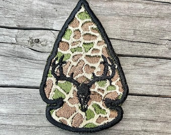 Deer Hunting Camo Arrowhead Patch: Iron On or Hook and Loop