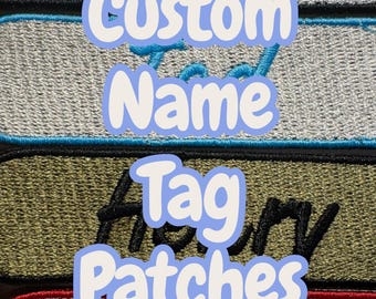Custom embroidered name tags personalized (iron on or hook and loop) patches classic work shirt