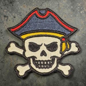 Pirate Skull Patch (iron on or Hook and Loop)