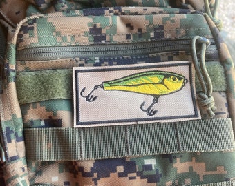 Fishing lure embroidered patch