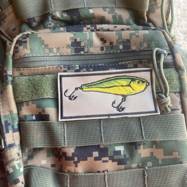 Fishing lure embroidered patch