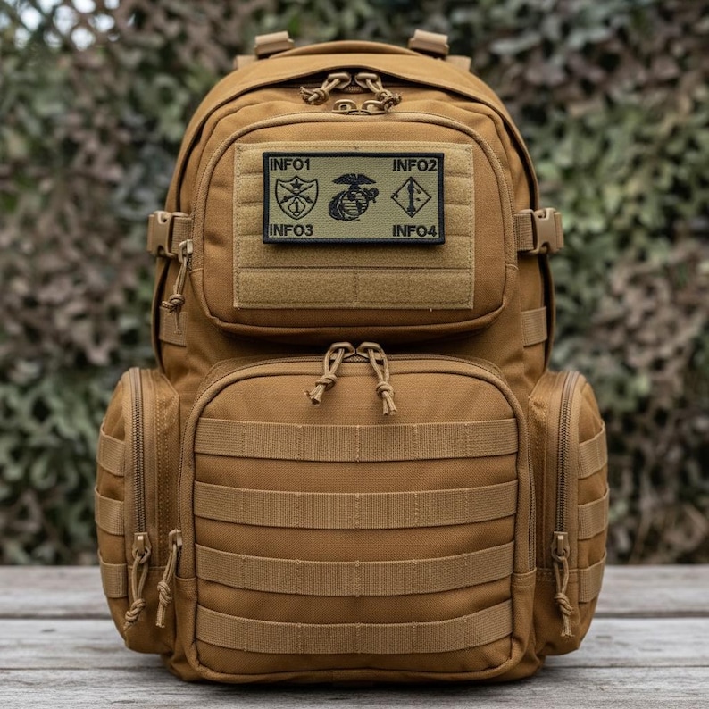 USMC Bagby grön FLAK/plate carrier-märke - 2 anpassningsbara emblem - 4 anpassningsbara text-/infofält - kardborremärken för enhetsemblem bild 4