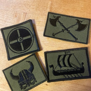 Set of 4 embroidered Viking patches image 6