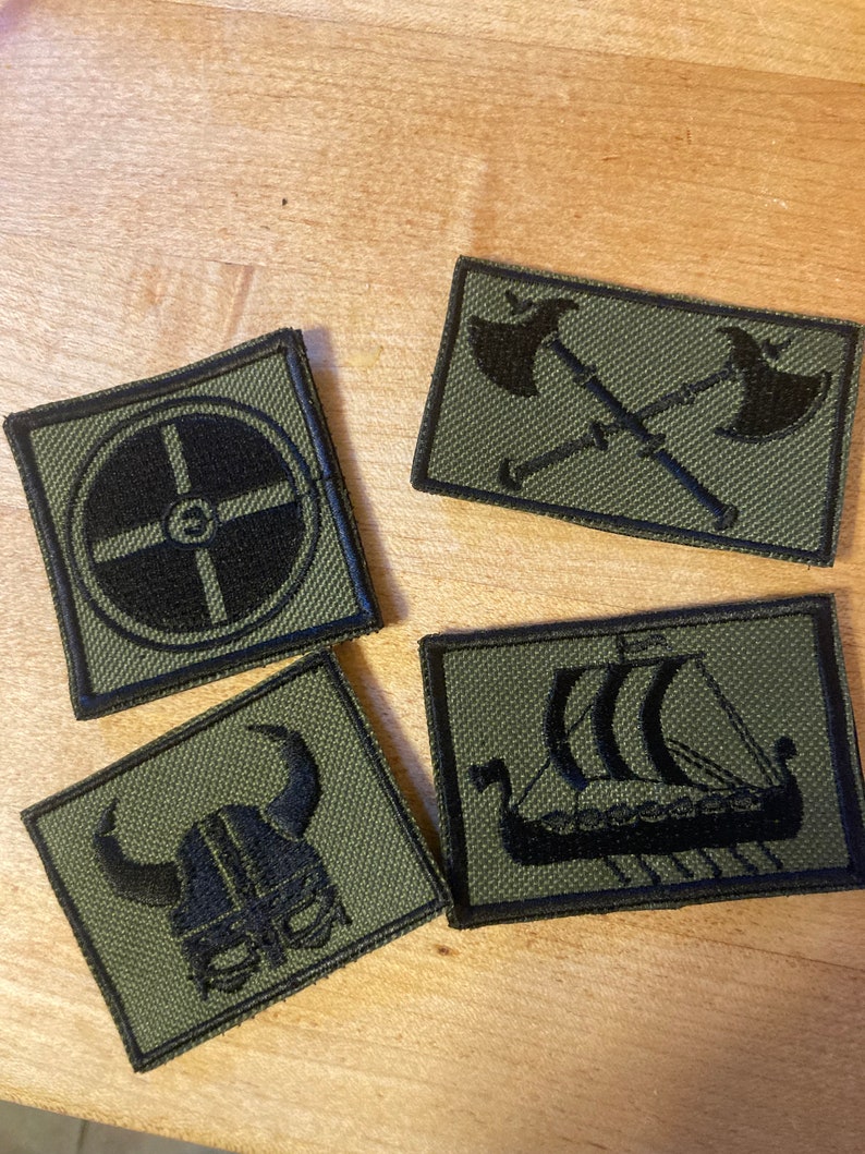 Set of 4 embroidered Viking patches image 6