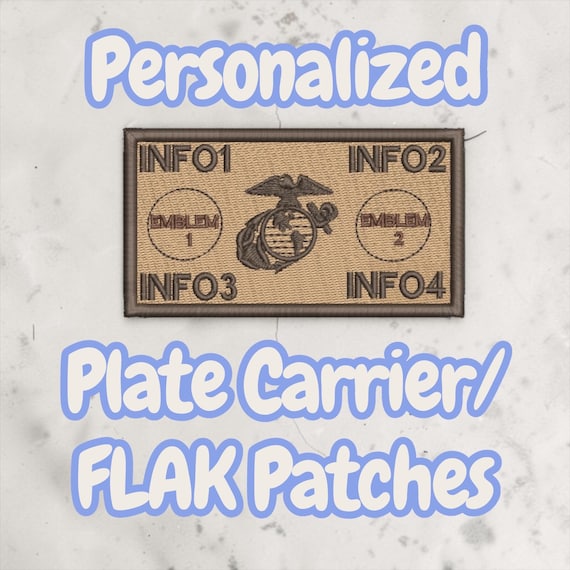 USMC customizable FLAK/ plate carrier patches-two customizable emblems, 4 customizable info text fields