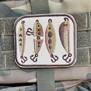 fishing lures embroidered patch (iron on or hook and loop for hats jackets bags