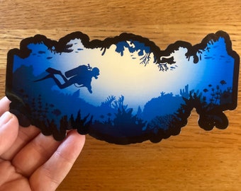 Scuba Diver Sticker: Waterproof Vinyl Diving Decal
