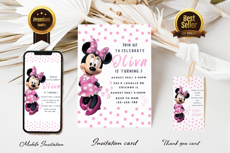 Minnie Mouse invitation-Minnie Mouse invitation template-Minnie Mouse instant download-Minnie Mouse invite Minnie Mouse invitation digital image 1