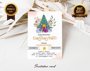 Christmas Party invitation-Christmas Party invitation template Christmas instant download Christmas invite Christmas invitation digital