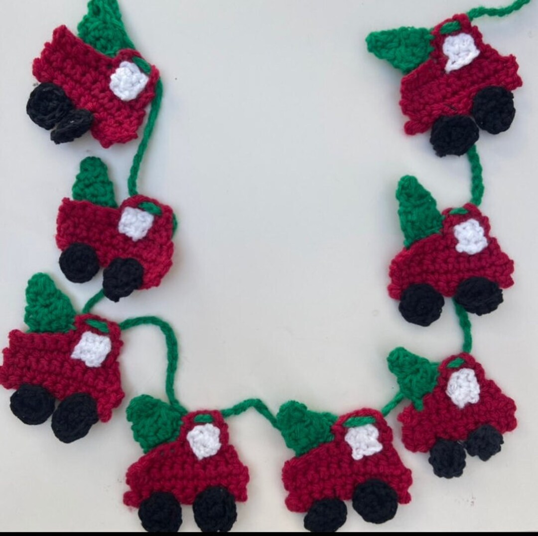 Red Truck Garland, Crochet Red Truck Garland , Christmas Garland, Crochet Pattern, PDF Pattern ...