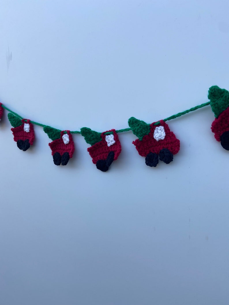 Red Truck Garland, Crochet Red Truck Garland , Christmas Garland, Crochet Pattern, PDF Pattern ...