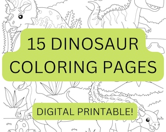 15 Printable Dinosaur Coloring Pages for Kids to Color Digital Download