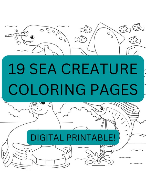 19 Printable Sea Creature Ocean Animals Coloring Pages for Etsy