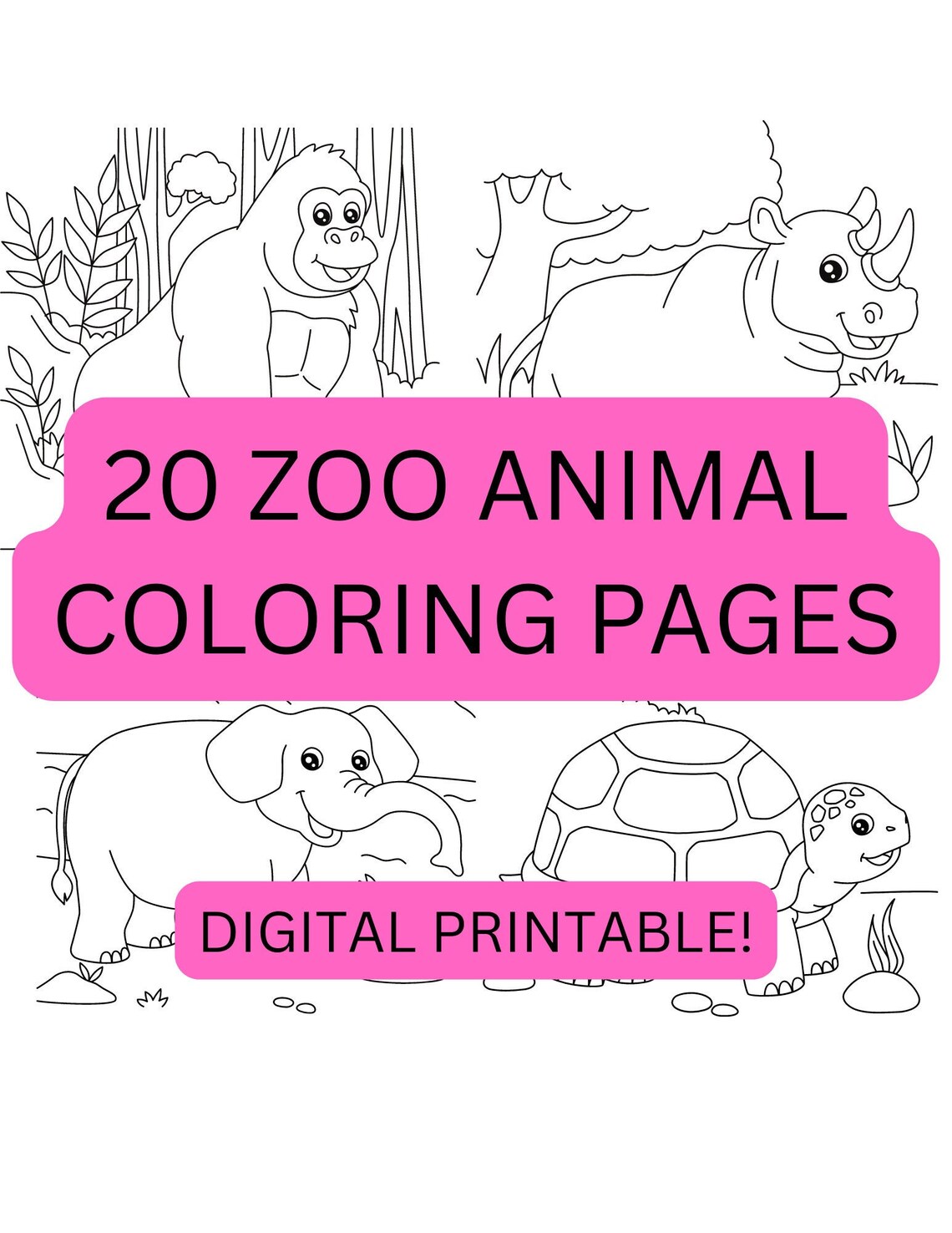 20 printable zoo animal coloring pages for kids to color etsy uk