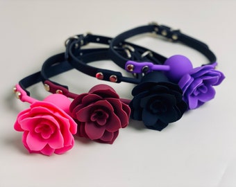 Rose Shaped Silicone Ball Gag, Black/Red/Purple/Pink Flower Ball Gag For Women And Men, Self Bondage For Women, Soft Silicone Ball Gag