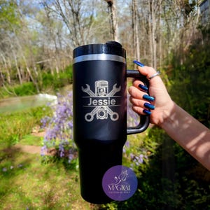 Custom Logo 40oz Tumbler with Handle & Straw, Personalized 40oz Tumbler, Bridesmaid proposal, Office Gift, Coworker Gift,  Corporate Gift