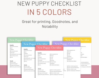 Printable New Puppy Checklist, Puppy Checklist, Bringing Home Puppy Printable, New Puppy Shopping List, New Puppy Printable, Puppy Planning