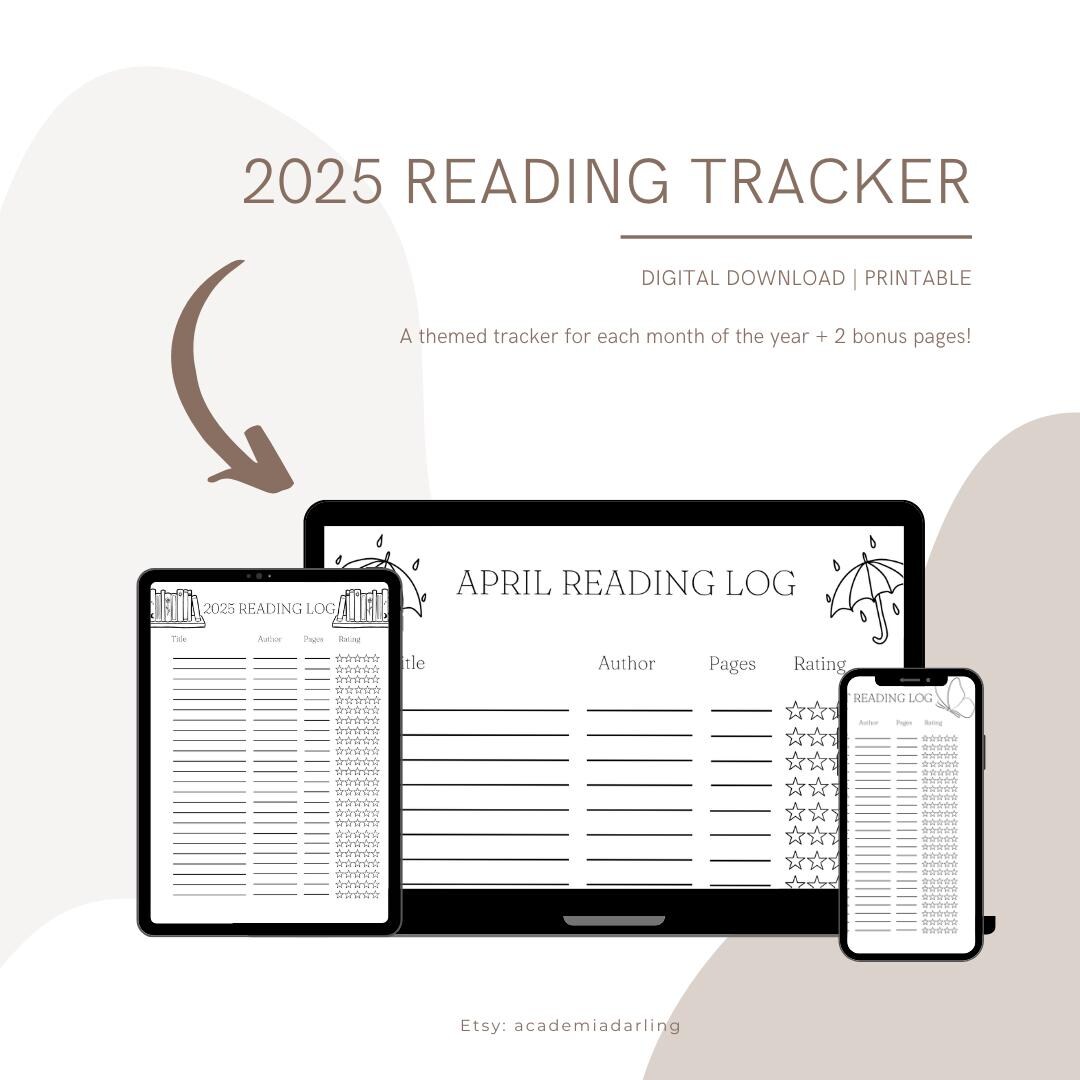 2025 Reading Log, Cute Reading Tracker, Aesthetic Reading Log ...