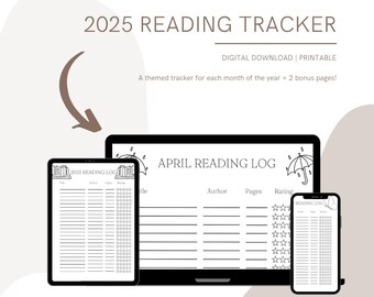 2025 Reading Log, Cute Reading Tracker, Aesthetic Reading Log, Printable Reading Log, Good Notes Reading Log, Notability Reading Log