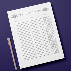 Reading Log, Cute Reading Log, Aesthetic Reading Log, Printable Reading Log, Good Notes Reading Log, Notability Reading Log