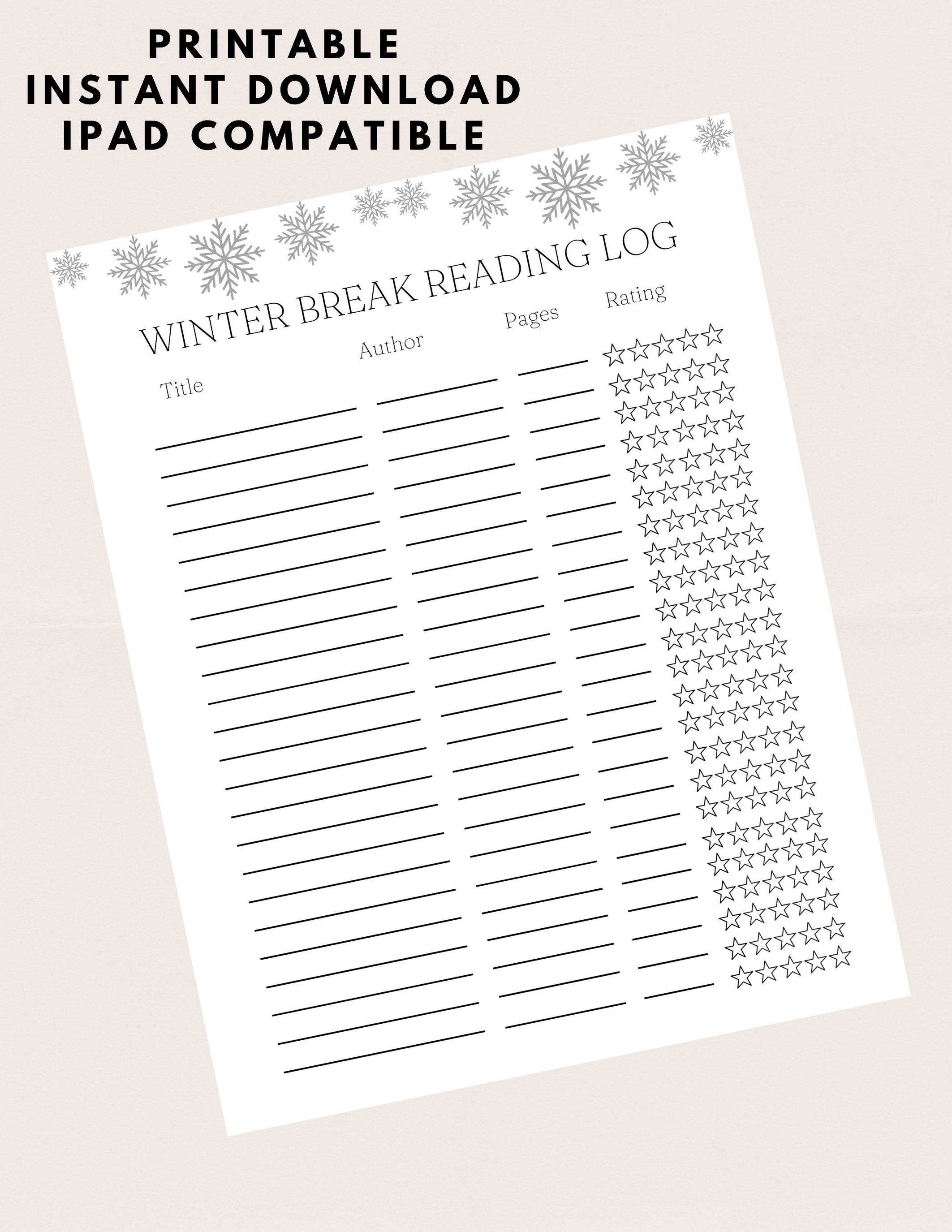 winter break reading log | kids reading log | printable book log