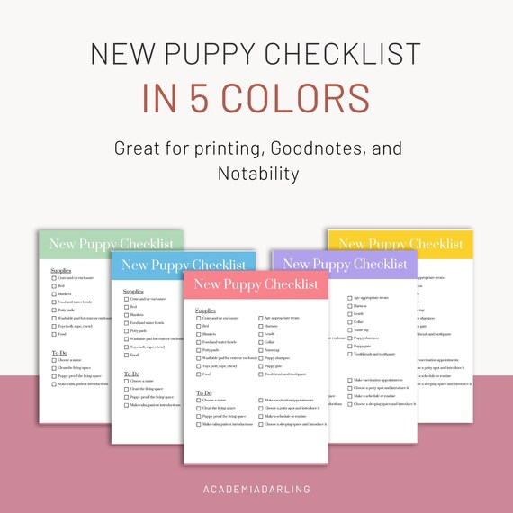 Printable New Puppy Checklist, Puppy Checklist, Bringing Home Puppy Printable, New Puppy Shopping List, New Puppy Printable, Puppy Planning