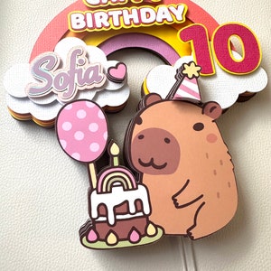 Cappy birthday,Capybara Party,Capybara Cake Toppe,Capybara Cupcake Toppers, Capy Birthday kit, Capybara Birthday Supplies,Handmade cardstock