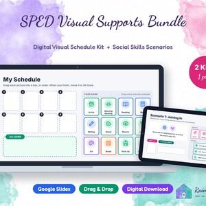 SPED Bundle: Digital Visual Schedule and Social Skills Scenarios, Google Slides Drag and Drop, SEL Activities, Digital Download