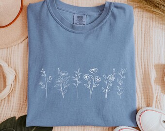Comfort Colors Wildflower Shirt: Cottagecore Floral Tee