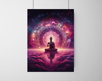 Cosmic Buddha Yoga Poster: Meditation Print (Digital Download)