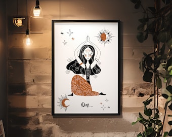 Yoga Girl Poster: Om Meditation, Yoga Positions (Digital Download)