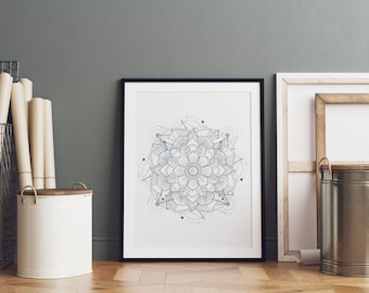 Abstract Mandala Yoga Print: Geometric Art Decor (Digital Download)