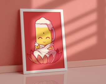 Beer Meditation Yoga Poster: Funny Art Print (Digital Download)