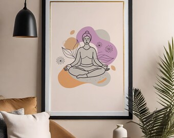 Abstract Yoga Woman Print: Lotus Pose Art Decor (Digital Download)