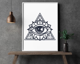 All Seeing Eye Yoga Print: Abstract Home Decor (Digital Download)