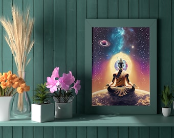 Buddha in Space Poster: Meditative Cosmos Art (Digital Download)